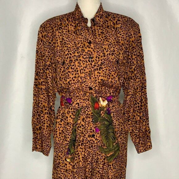 Vintage 90s Jumpsuit Jacket Set 10 Petite Leopard - Picture 1 of 11